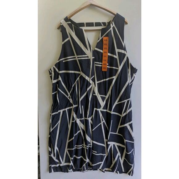Banana Republic Womens Dress XXL Navy White Sleeveless Pockets Geometric NWT - Picture 1 of 8